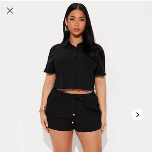 Fashion Nova 100% cotton Relaxed Mood Linen Short Set Small